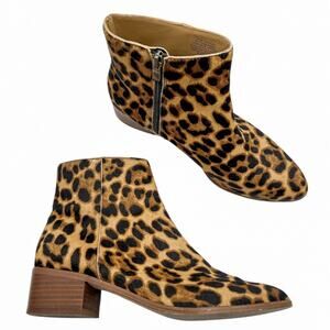 J.Crew Walker Calf Hair Ankle Bootie in Leopard Print Size 7.5